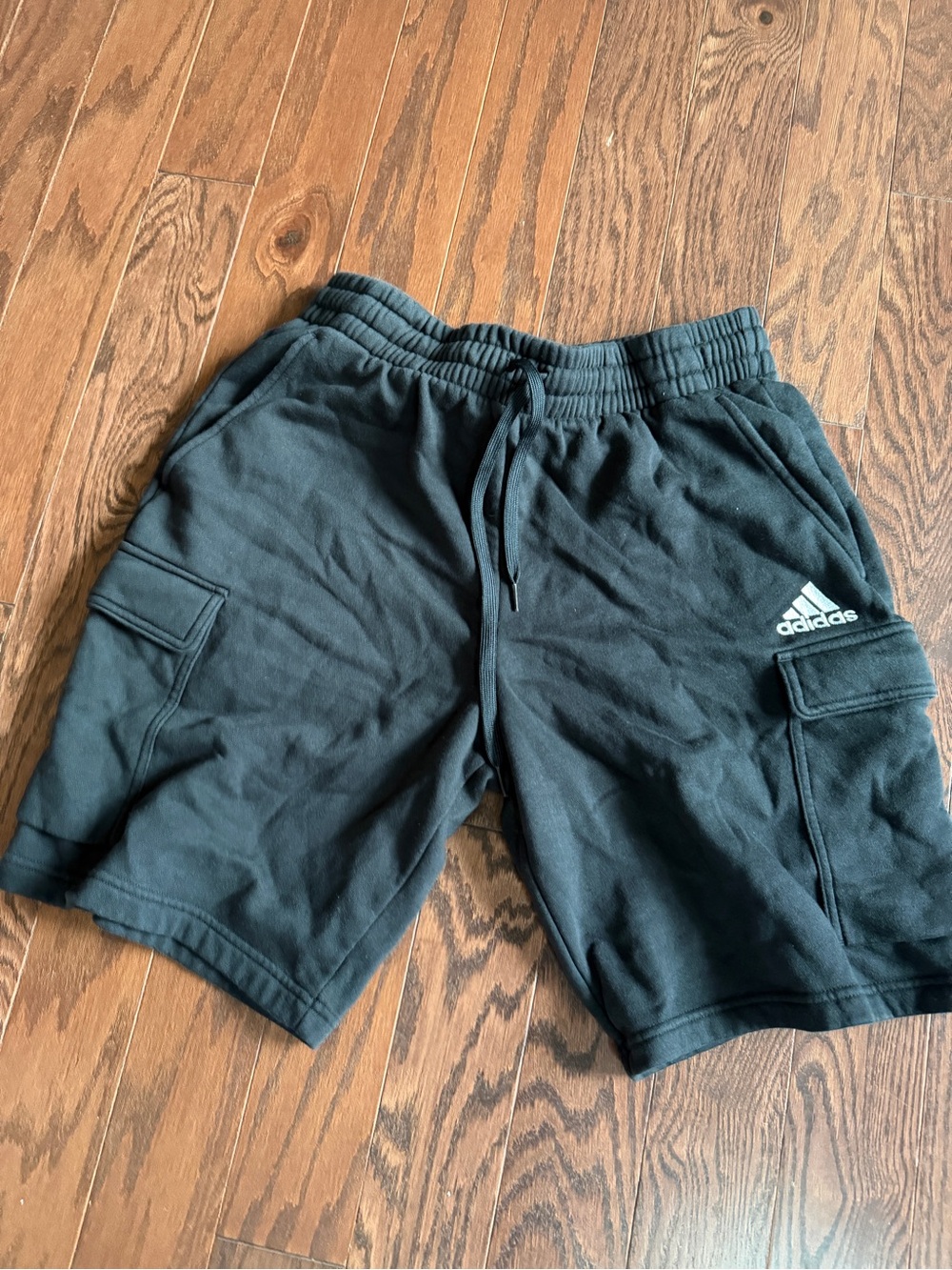 adidas Black Cargo Shorts with Drawstring Waist